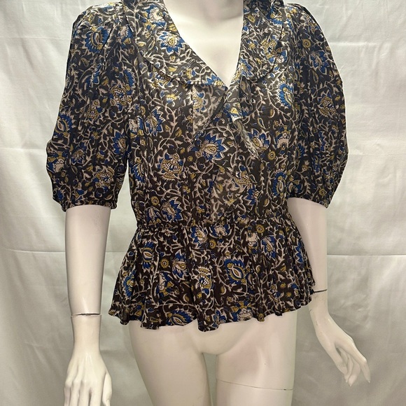 Anna Cate Flowy Top Size M Olive Green and Patterned - Picture 2 of 9